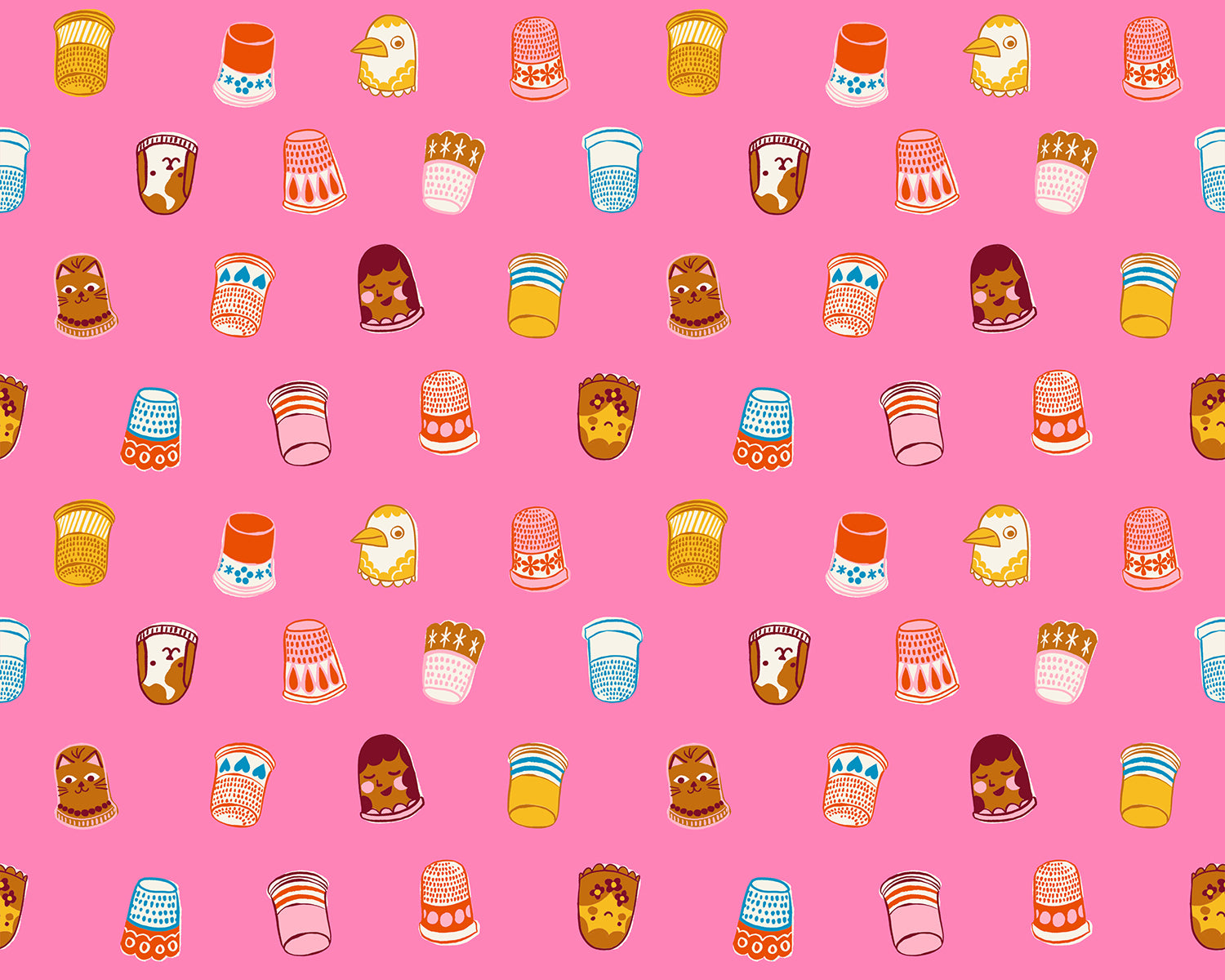 Pattern of small icons on a pink background