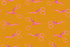 Pattern of pink scissors on a yellow background