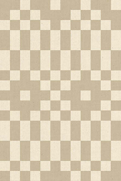 Checkered pattern with alternating light and dark squares on a beige background