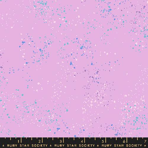 Purple fabric with blue and white speckles, Ruby Star Society label at the bottom.