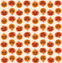 Pattern of Halloween pumpkins with various facial expressions on a beige background