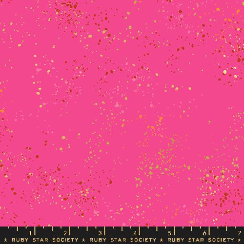 Pink fabric with gold glitter dots and a ruler at the bottom, featuring Ruby Star Society label.