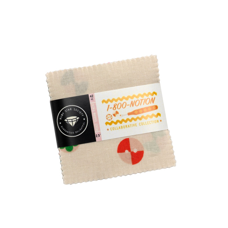 Beige fabric swatch with a label on a white background