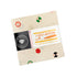 A folded fabric bundle from the '1-800-Notion' Collaborative Collection by True Star Society, featuring a cream-colored base with retro-style red, green, and black geometric patterns and a black-and-white paper label.