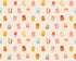 Pattern of colorful thimbles and sewing-related icons on a beige background
