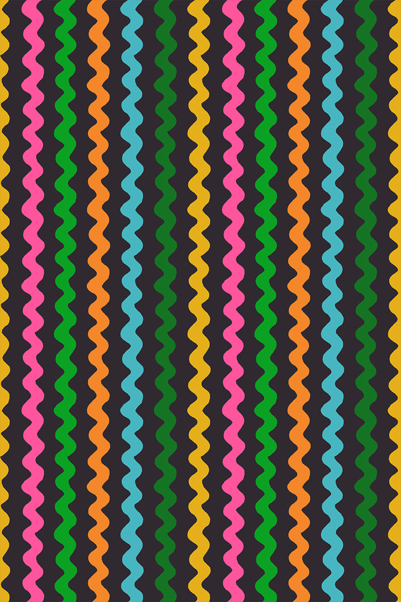 Colorful wavy pattern on a black background