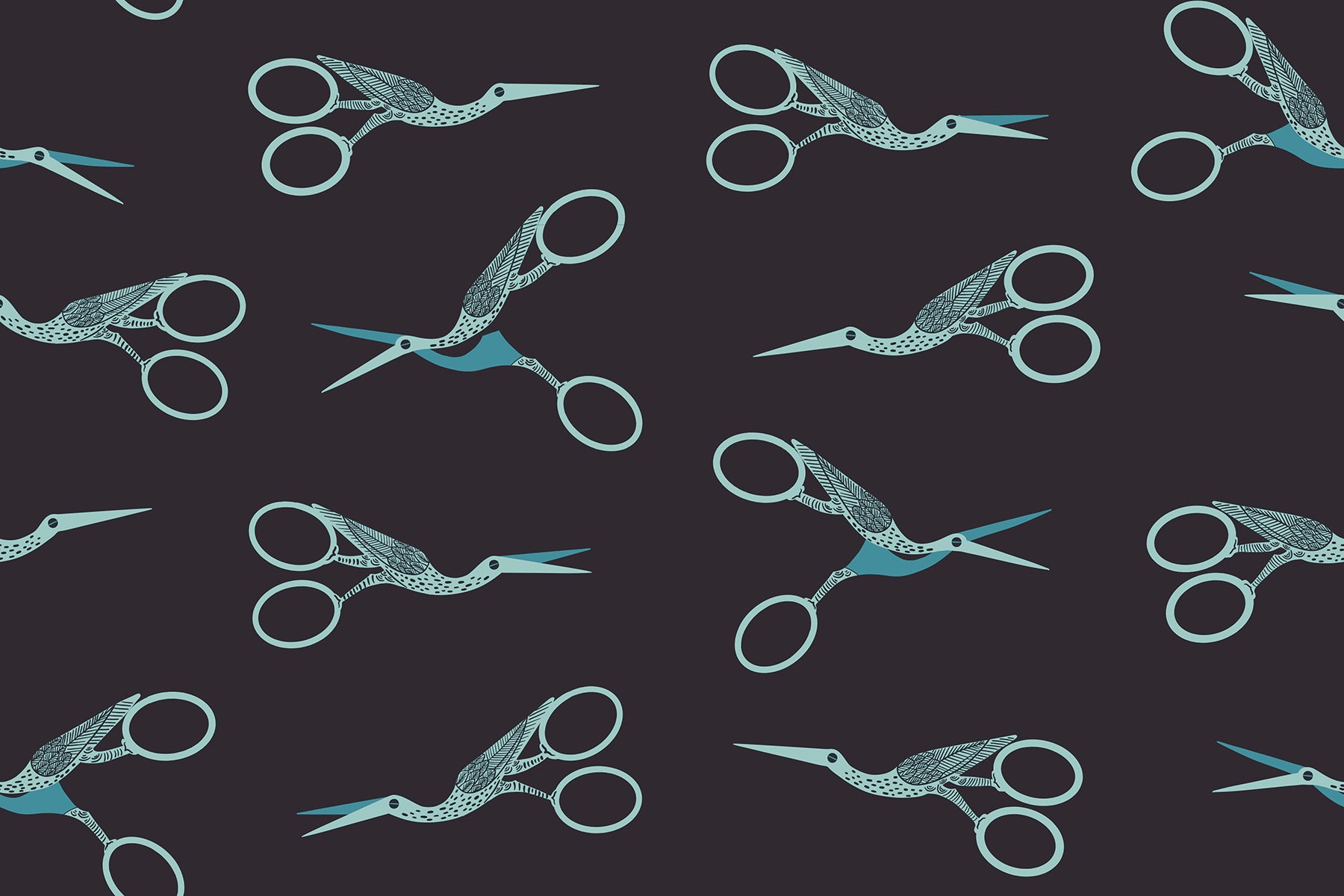 Pattern of scissors on a dark background