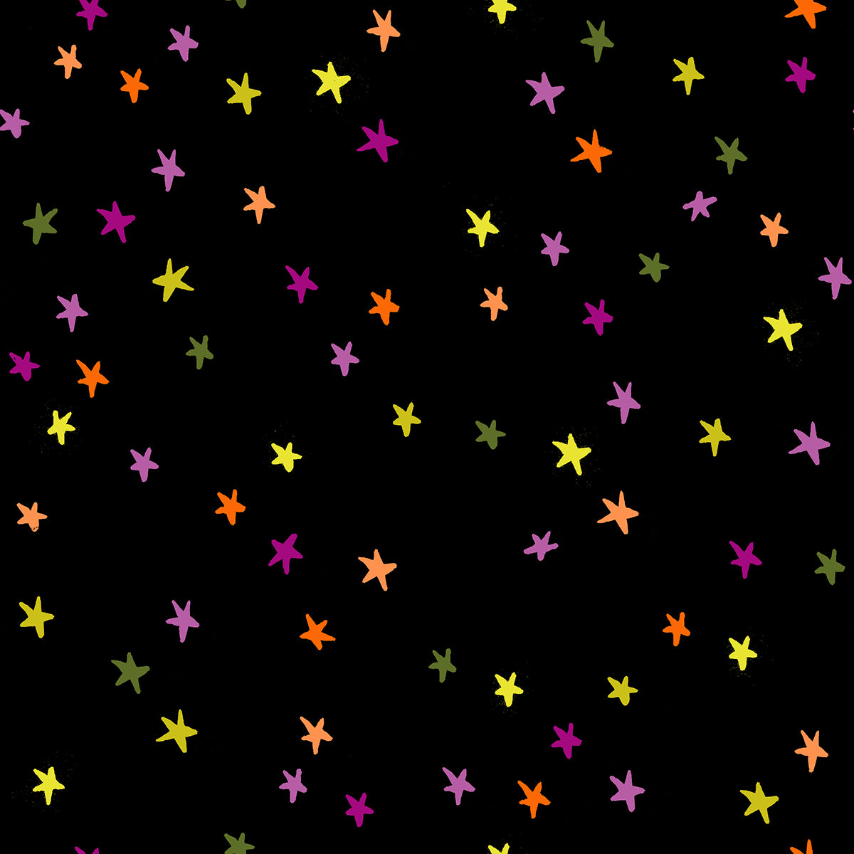 Colorful star pattern on a black background