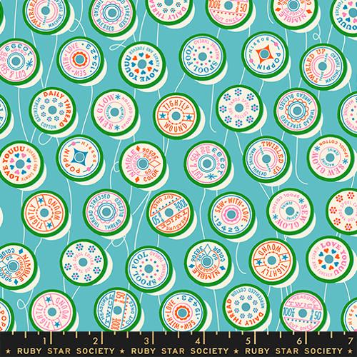 Fabric Ruby Star Society Turquoise Spools Trinketry by the Quarter Yard RS0111-18