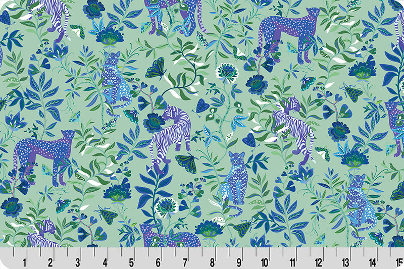 Fabric Shannon Blue Big Cats Wanderlust Quilting Cuddle by the Quarter Yard QC-WLBIGCATS-BLUE