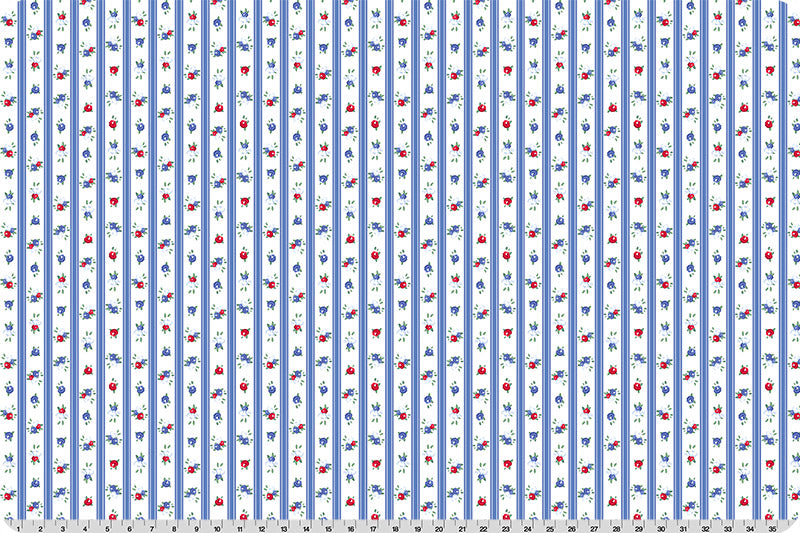 Fabric Shannon Blue Bonnet Nottinghill Cottage Rose Lane Quilting Cuddle by the Quarter Yard QC-CRNOTTINGHILL-BLUEBONNET