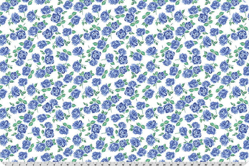 Fabric Shannon Blue Bonnet Yorkshire Cottage Rose Lane Quilting Cuddle by the Quarter Yard QC-CRYORKSHIRE-BLUEBONNET