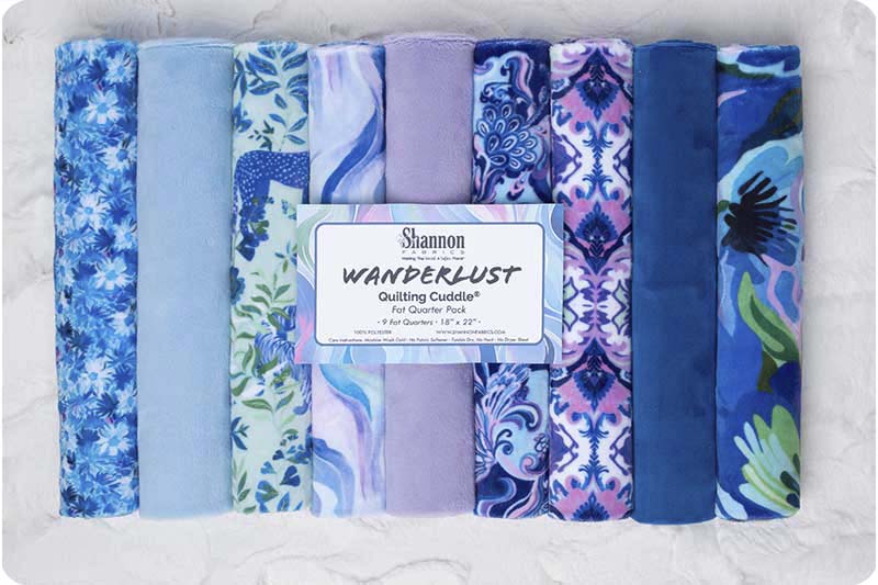Fabric Shannon Precuts Wanderlust Blue Quilting Cuddle 9pc Fat Quarter Pack CKFQ9WANDERLUST-BLUE