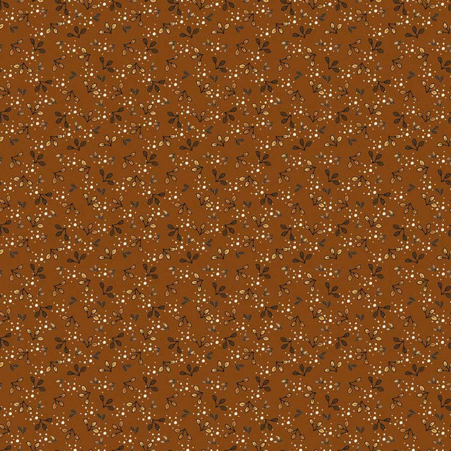 Fabric Stof Brown Leaves The Sweetest Embrace by the Quarter Yard 4514-547