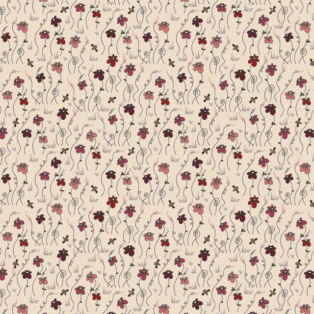 Fabric Stof Cream Flowers The Sweetest Embrace by the Quarter Yard 4514-525