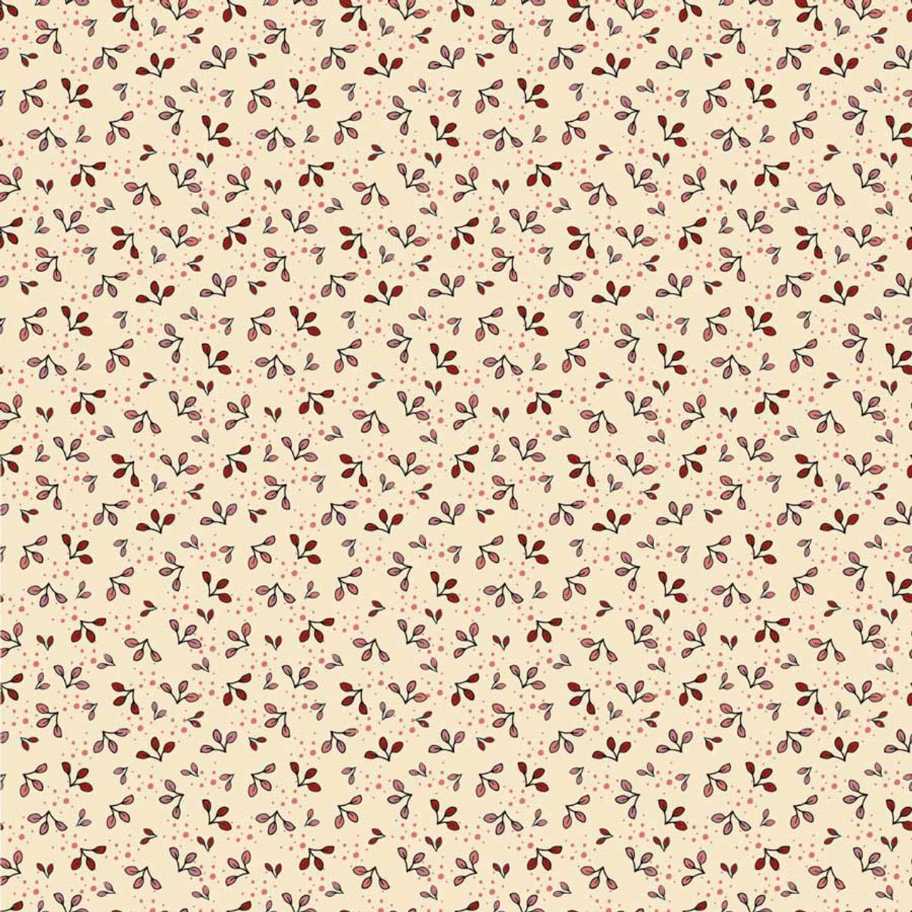 Fabric Stof Cream Leaves The Sweetest Embrace by the Quarter Yard 4514-531