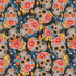 Fabric Stof Dark Gray Big Skulls and Flowers Calavera by the Quarter Yard 4504-113