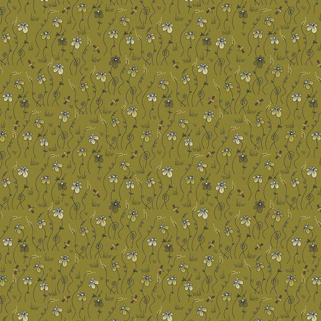 Fabric Stof Green Flowers The Sweetest Embrace by the Quarter Yard 4514-541