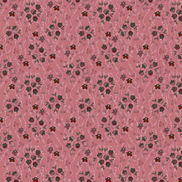 Fabric Stof Kelburn Acorns & Flowers The Sweetest Embrace by the Quarter Yard 4514-521