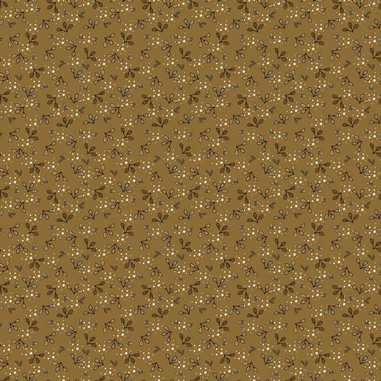 Fabric Stof Khaki Leaves The Sweetest Embrace by the Quarter Yard 4514-539