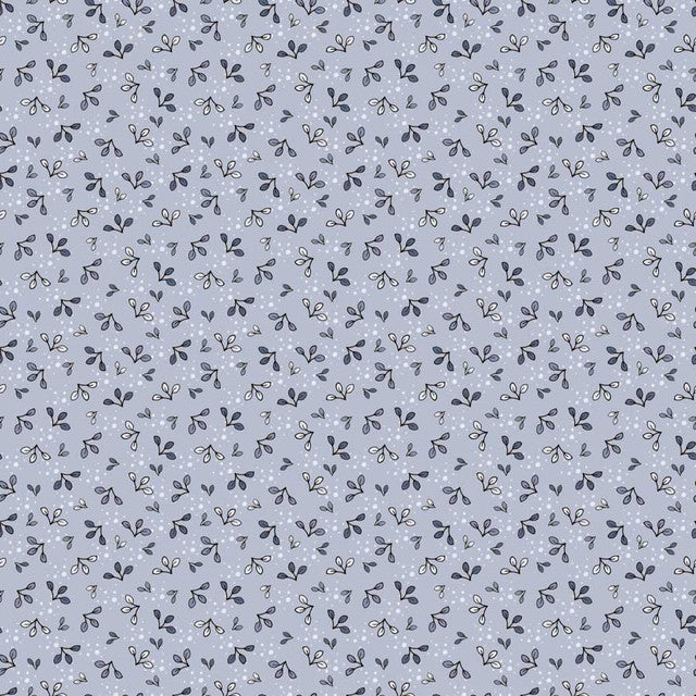 Fabric Stof Light Blue Leaves The Sweetest Embrace by the Quarter Yard 4514-534