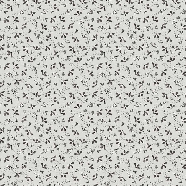 Fabric Stof Light Gray Leaves The Sweetest Embrace by the Quarter Yard 4514-555