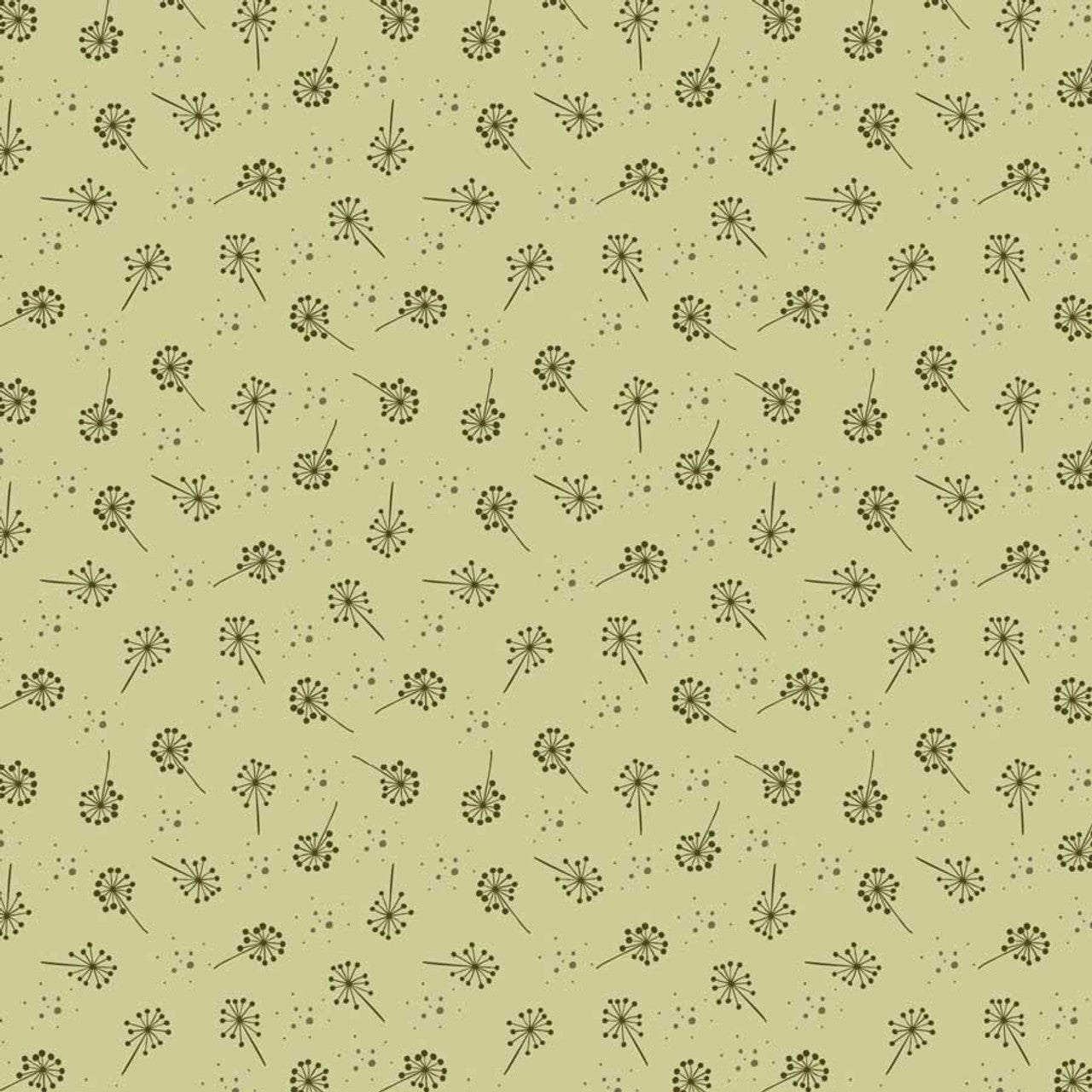 Fabric Stof Light Green Blowflowers The Sweetest Embrace by the Quarter Yard 4514-543