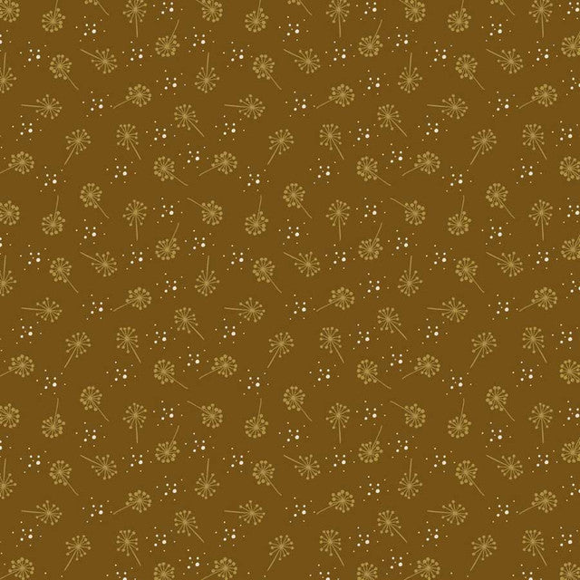 Fabric Stof Mustard Blowflowers The Sweetest Embrace by the Quarter Yard 4514-540