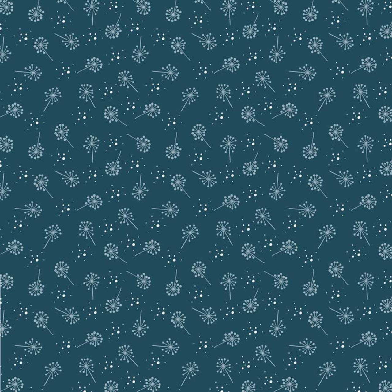 Fabric Stof Teal Blowflowers The Sweetest Embrace by the Quarter Yard 4514-535