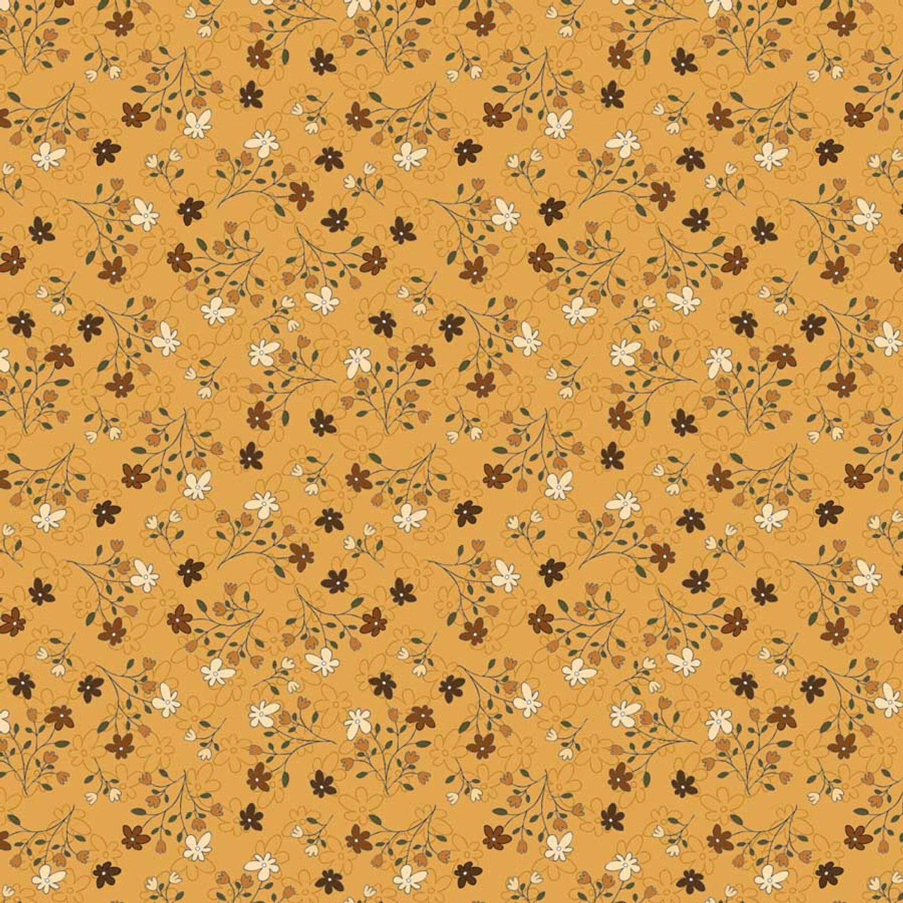 Fabric Stof Yellow Flower Branches The Sweetest Embrace by the Quarter Yard 4514-549