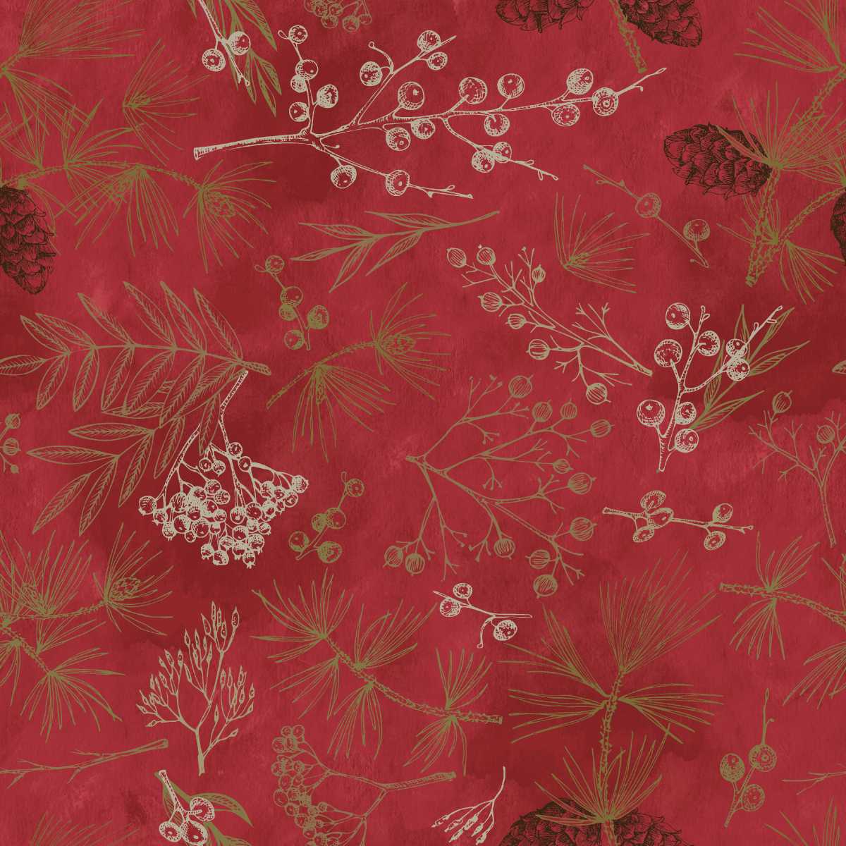 Fabric Studio E Auburn Tree Bits Good Natured 108" Wide Back by the Quarter Yard 8857-33