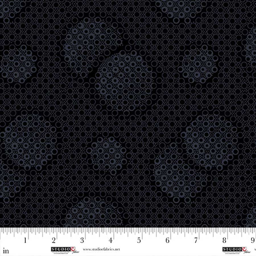 Fabric Studio E Black Double Dots Dark Shadows by the Quarter Yard 8903-99