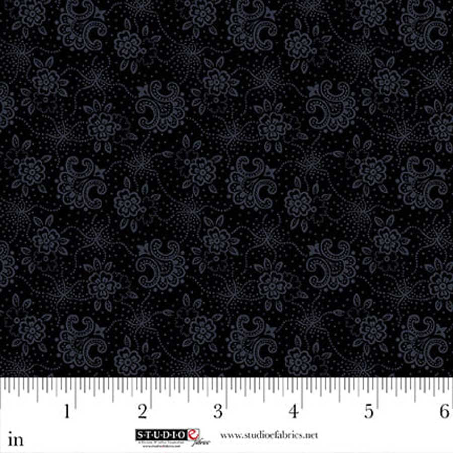 Fabric Studio E Black Foulard Dark Shadows by the Quarter Yard 8898-99