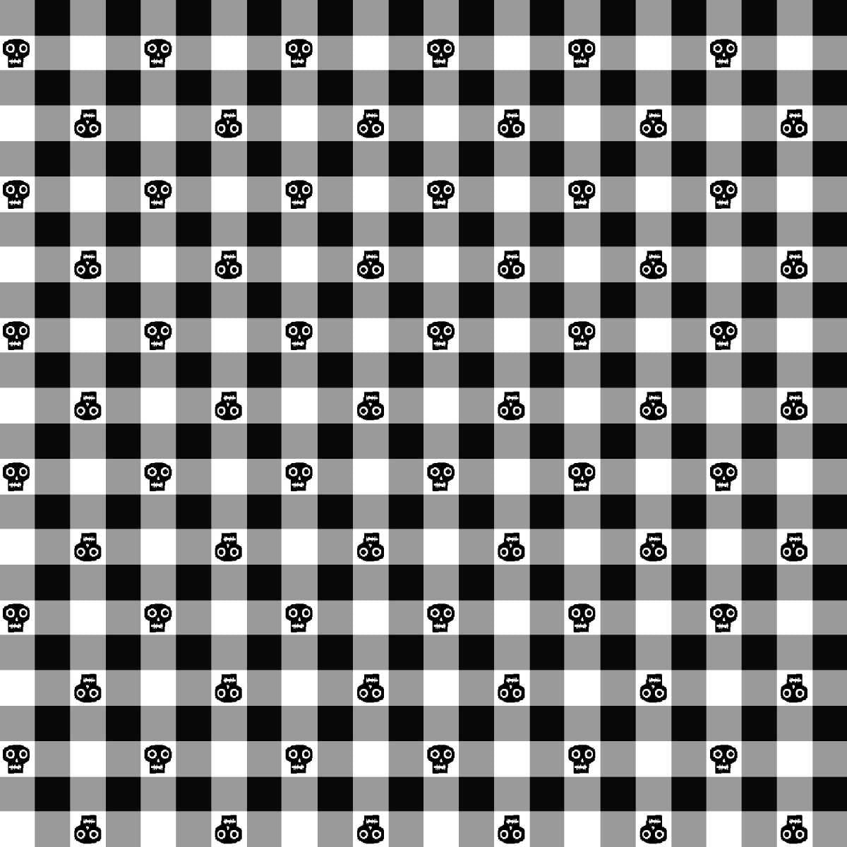 Fabric Studio E Black Skull Gingham I Made a Boo-Boo by the Quarter Yard 8995-99