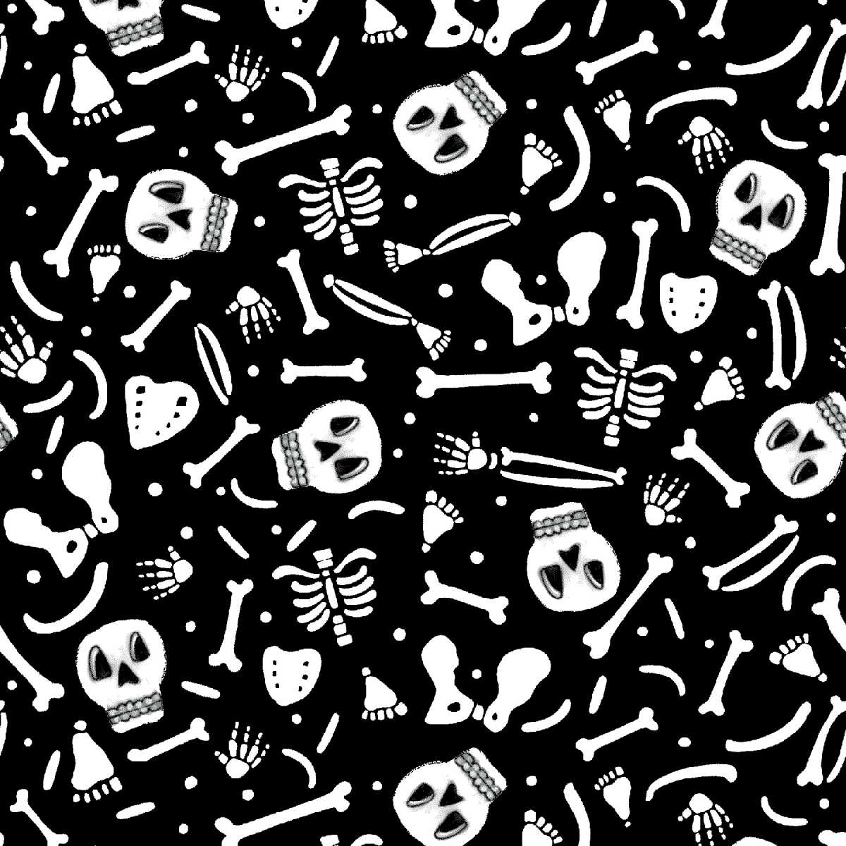Fabric Studio E Black Skulls and Bones Toss I Made a Boo-Boo by the Quarter Yard 8993-99