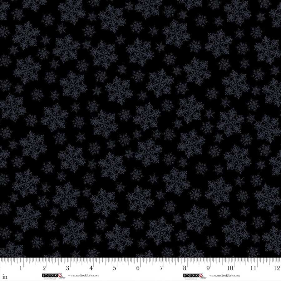 Fabric Studio E Black Snowflake Dark Shadows by the Quarter Yard 8901-99