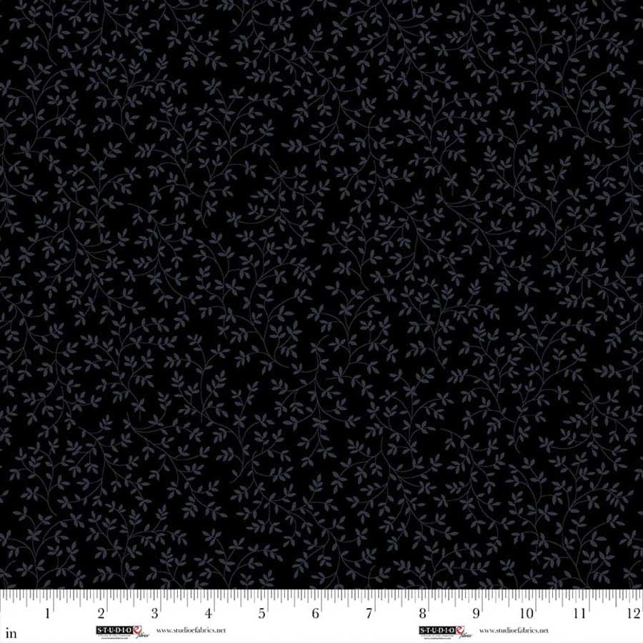 Fabric Studio E Black Swirly Vine Dark Shadows by the Quarter Yard 8900-99