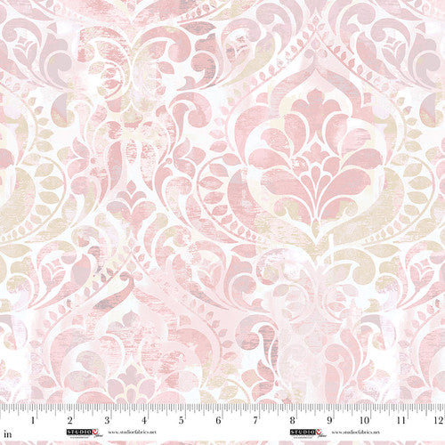 Fabric Studio E Blush You Damask! 118" Wide Back by the Quarter Yard 8568-12