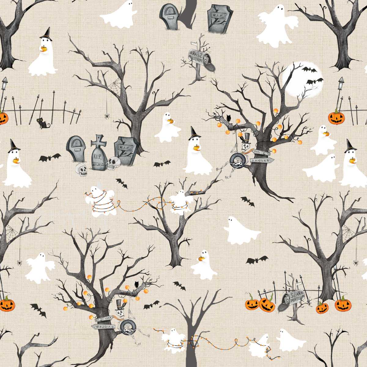Fabric Studio E Bone Scenic I Made a Boo-Boo by the Quarter Yard 8989-46