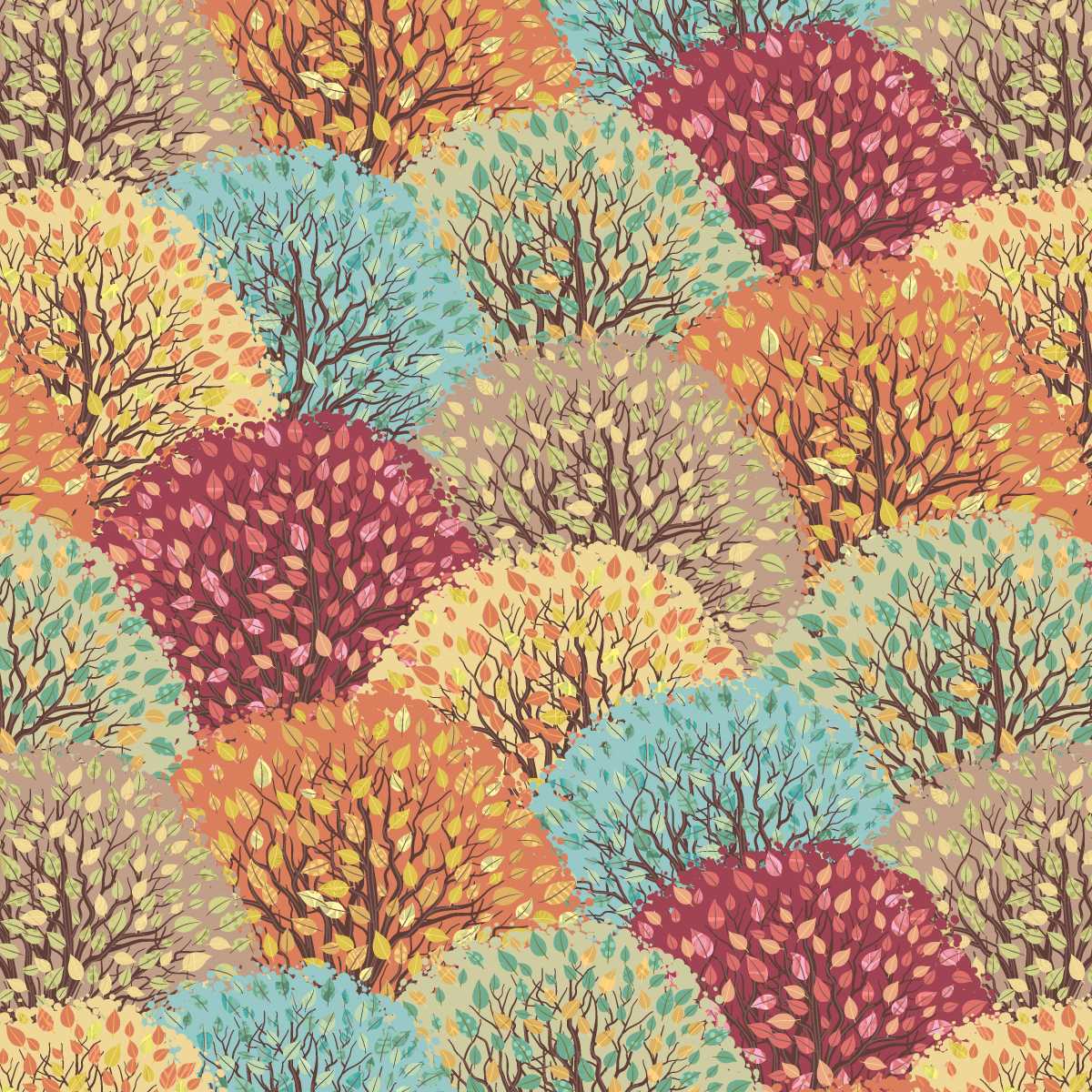 Fabric Studio E Butterscotch Tree Grove Free Falling by the Quarter Yard 9028-48