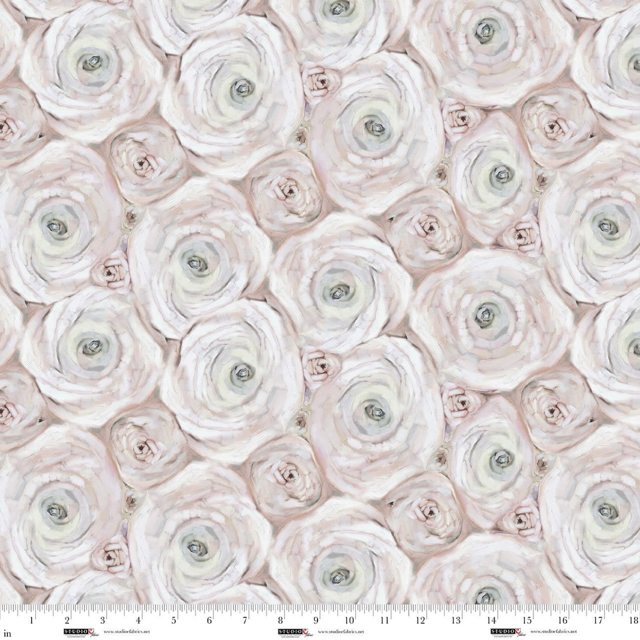 Fabric Studio E Champagne Folded Fabric Flowers Sweet Child of Mine by the Quarter Yard 8665-12