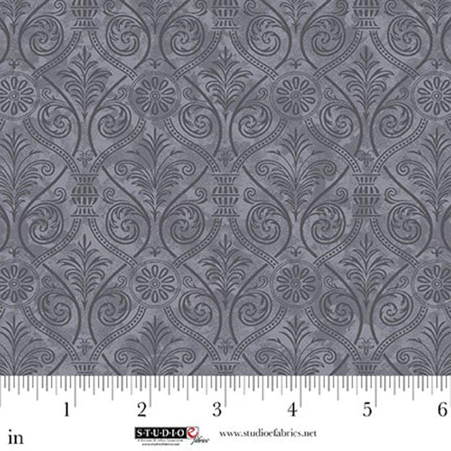 Fabric Studio E Charcoal Damask Farmhouse Fixer Upper by the Quarter Yard 8709-99