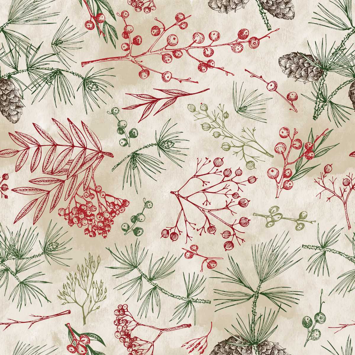 Fabric Studio E Christmas Tree Bits Good Natured 108" Wide Back by the Quarter Yard 8857-102