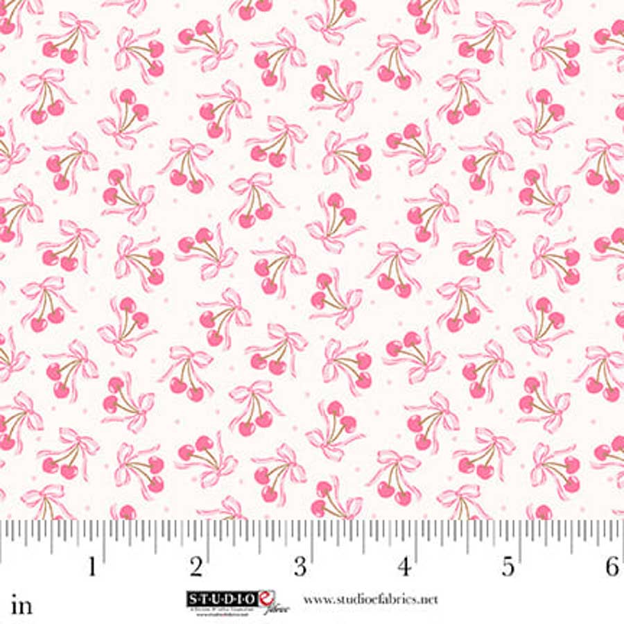 Fabric Studio E Cream Cherries Beautiful Bowquets by the Quarter Yard 8884-42