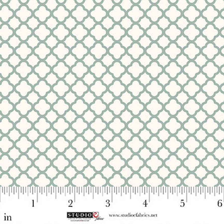 Fabric Studio E Cream/Green Lattice Beautiful Bowquets by the Quarter Yard 8890-60