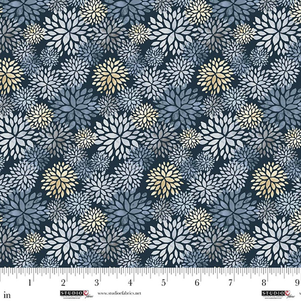 Fabric Studio E Deep Indigo Multi Mums Farmhouse Fixer Upper by the Quarter Yard 8707-79