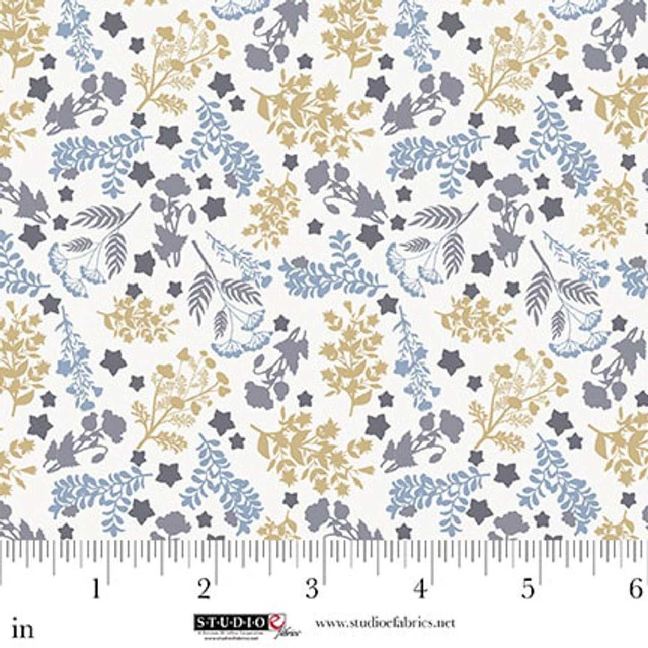 Fabric Studio E Ecru/Steel Wildflower Farmhouse Fixer Upper by the Quarter Yard 8706-31