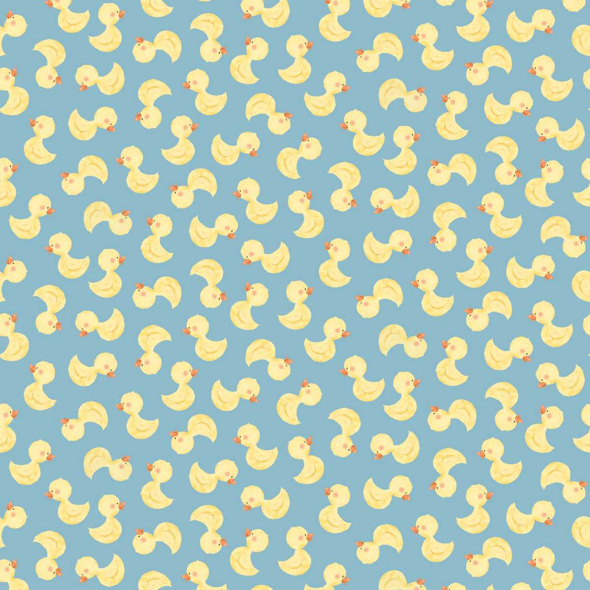 Pattern of yellow rubber ducks on a blue background