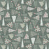 Pattern of Christmas trees and trees with lights on a green background