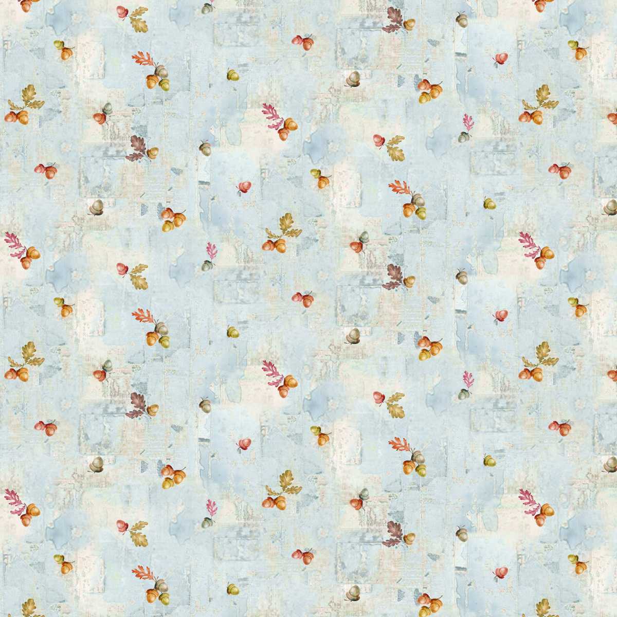 Fabric Studio E Ice Colorful Acorns Free Falling by the Quarter Yard 9023-17